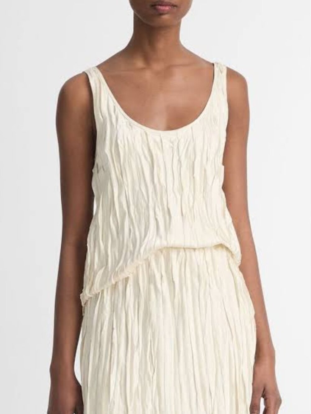 VINCE Crushed Bias Strip Tank top sz S ivory